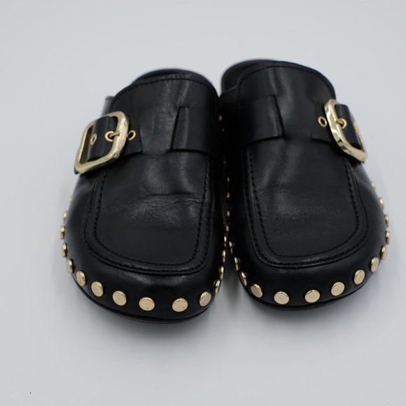 Zara Leather Low Heel Clog with Studs Size 6.5 - Picture 4 of 9